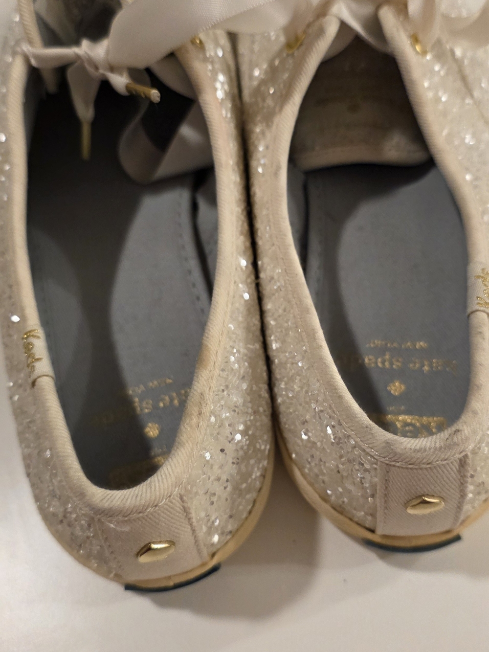 Sparkle Satin Lace-Up Women’s Sneakers in Cream - Picture 2 of 16